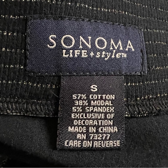 Black Stretch Modest Cotton Casual Metallic Elastic A-Line Flare Midi Skirt Sz M - Picture 12 of 16